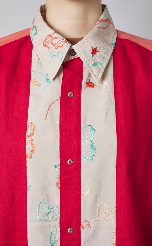 【reADdress】パッチワークレギュラーカラーシャツ