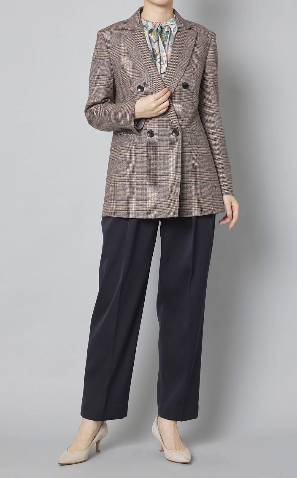 フラワーボウタイギャザーブラウス