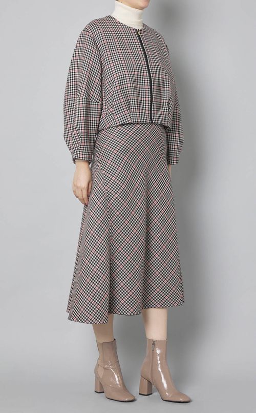 タッターギンガムジップアップブルゾン