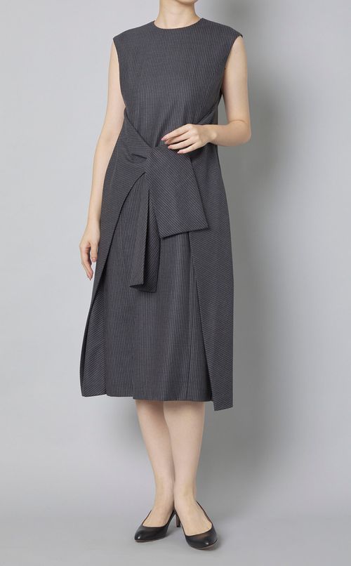 ストライプウエストリボンワンピース