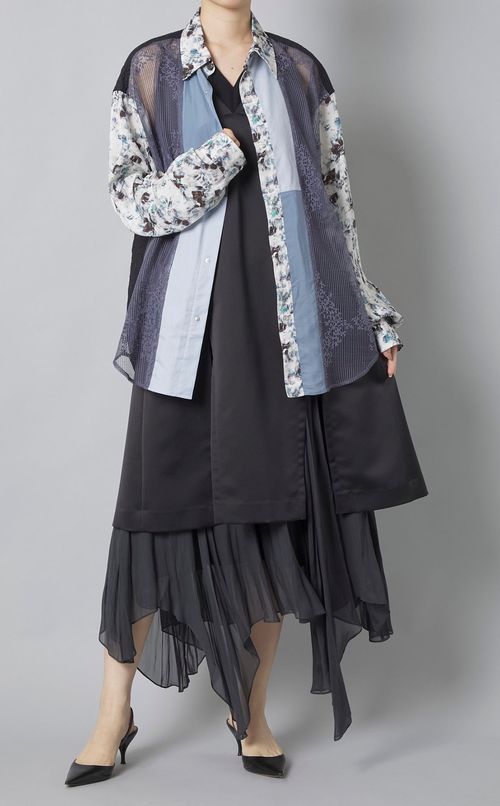 【reADdress】パッチワークレギュラーカラーシャツ