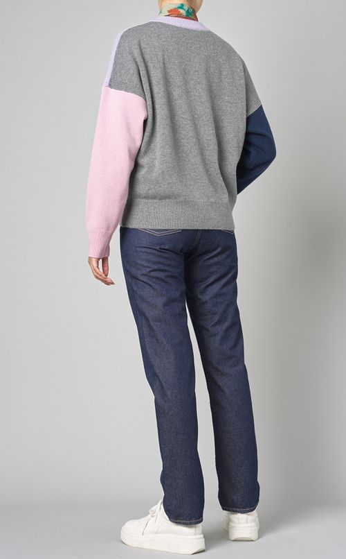 カラーブロックニットプルオーバー