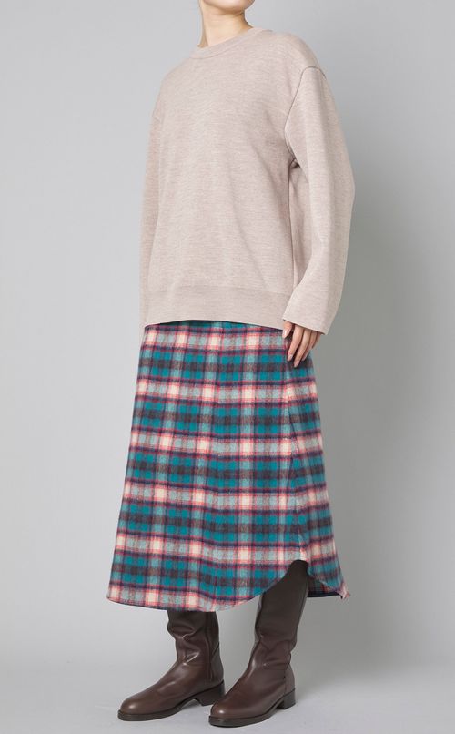 ウールチェックフレアスカート