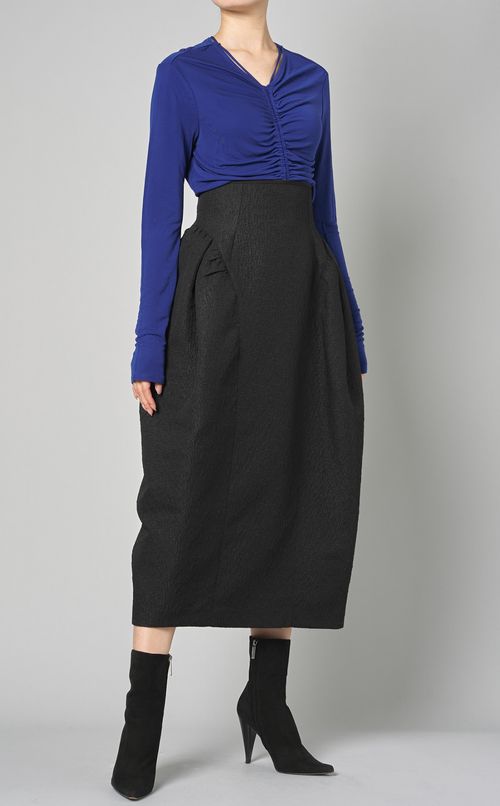 マットクレープギャザートップス