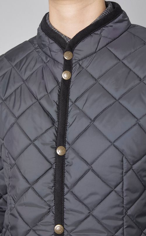 スタンドネックキルティングロングコート