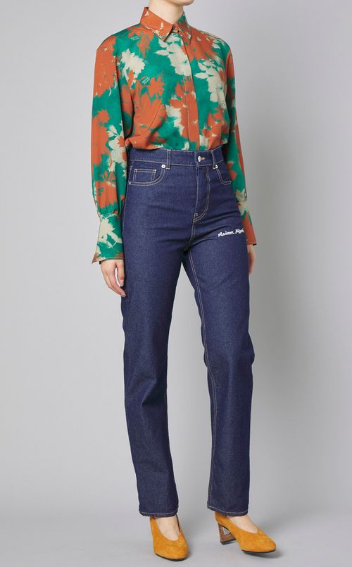 ハイウェストテーパードデニムパンツ