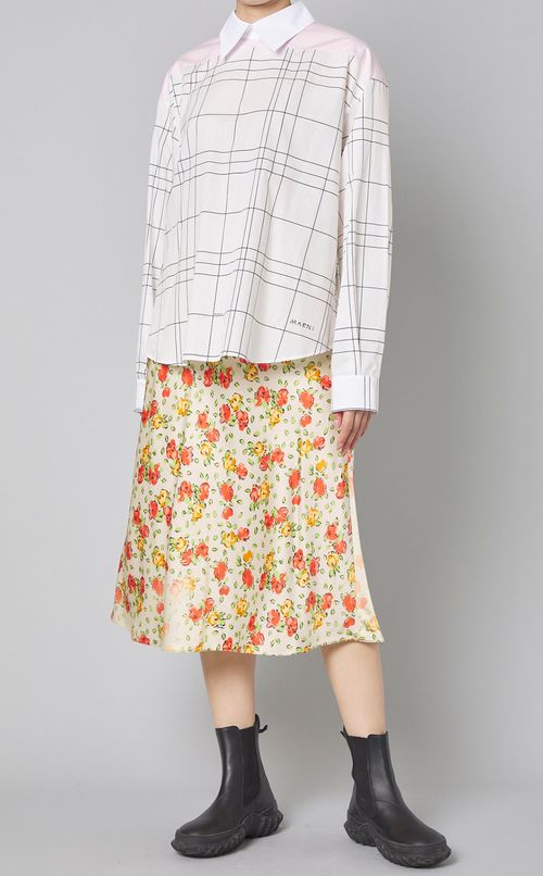 チェックプリントポプリンシャツ