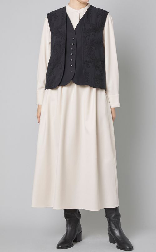 スタンドカラーロングシャツワンピース