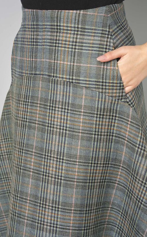 ツイードチェックジッパーフレアスカート