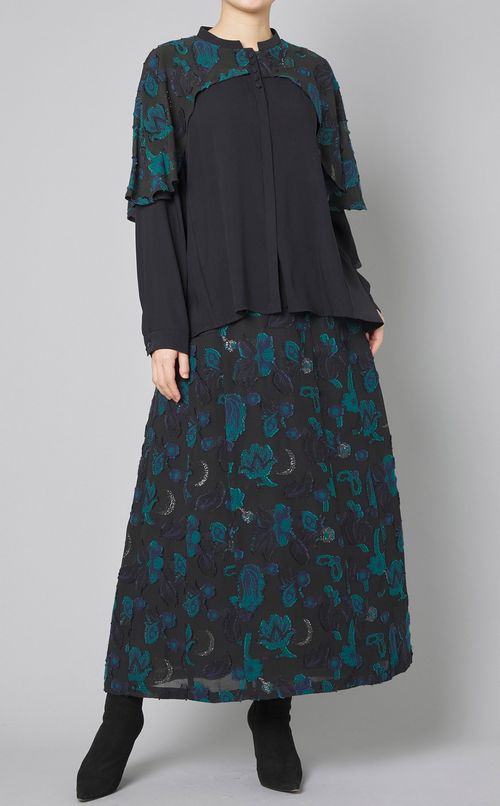 フラワーカットジャガードブラウス