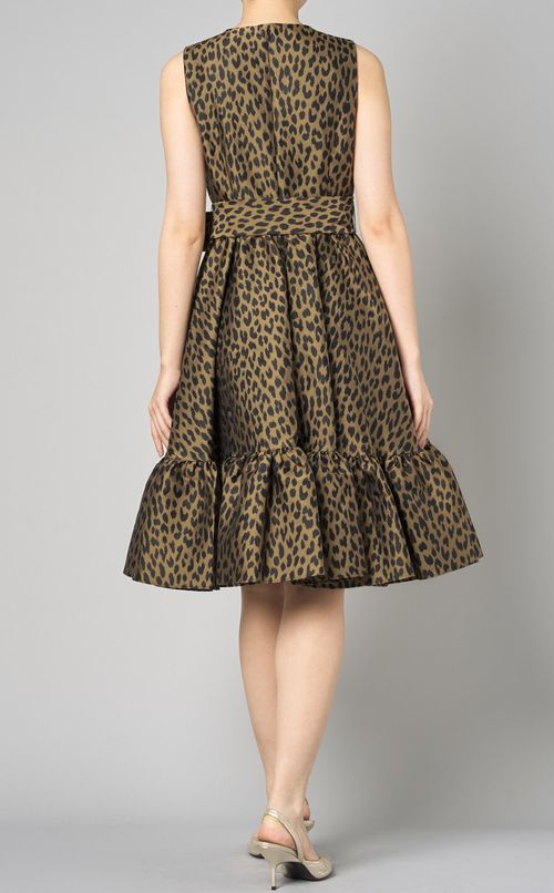 レオパードプリントティアードワンピース