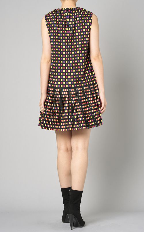 マルチカラーブロックプリントワンピース