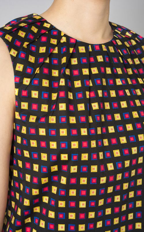 マルチカラーブロックプリントワンピース