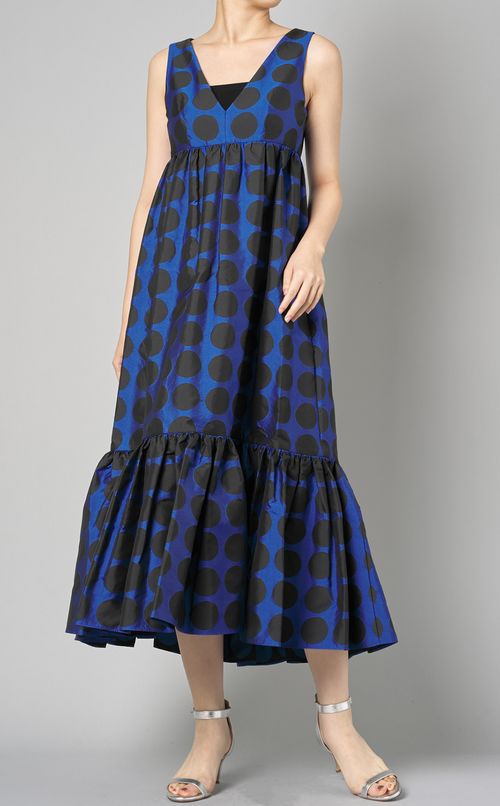 ドットジャガードVネックワンピース