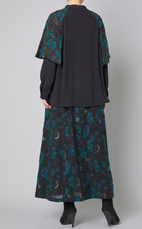 フラワーカットジャガードブラウス