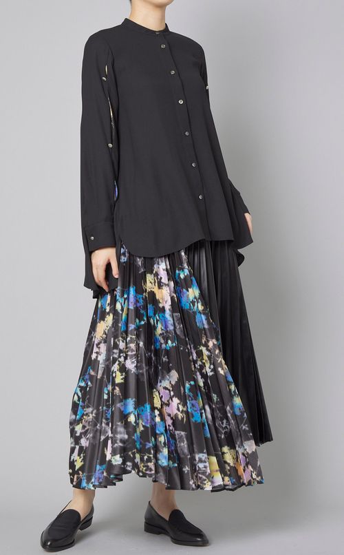 フラワープリント切替プリーツスカー卜