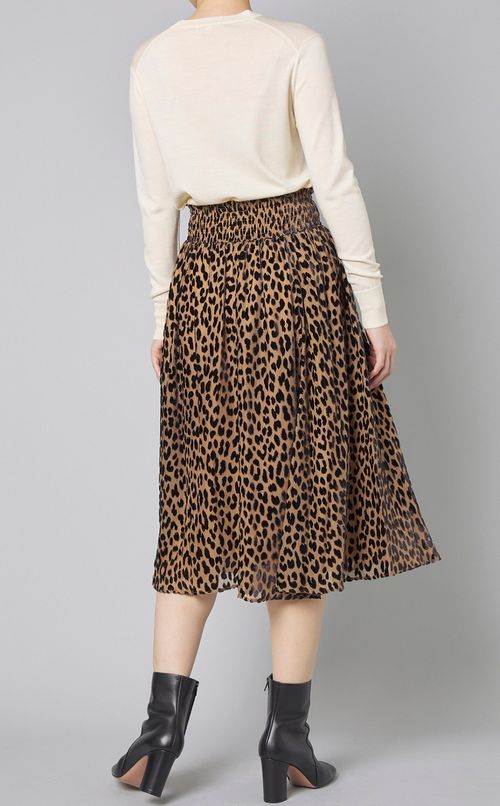 レオパードギャザーミディフレアスカート
