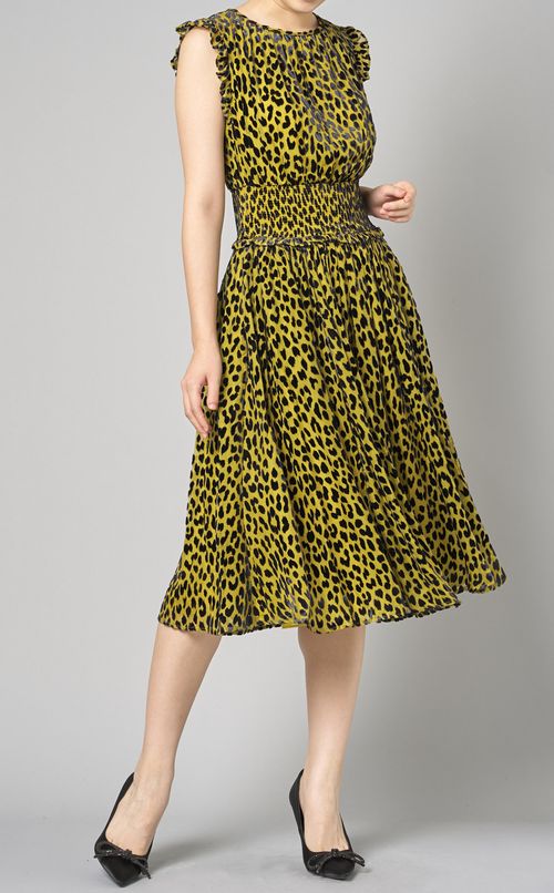レオパードウエストギャザーワンピース