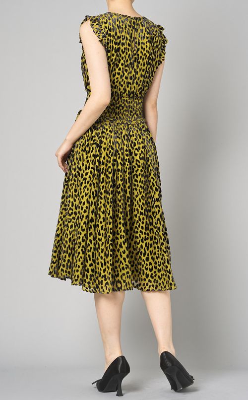 レオパードウエストギャザーワンピース