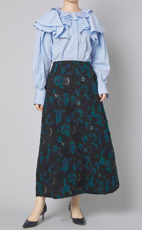 フリルアシメカラーブラウス