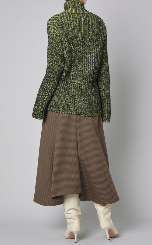 メランジダブルジップリブニット