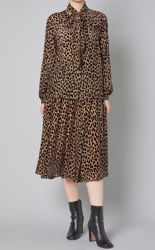 レオパードボウタイロングスリーブシャツ