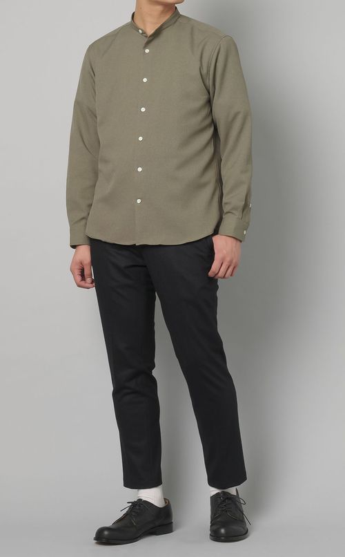 ウールライクバンドカラーシャツ