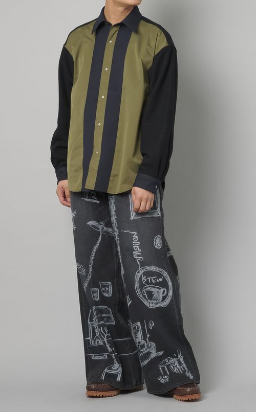 グラフィックデニムパンツ