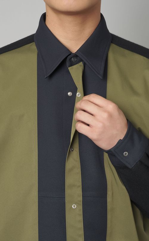 【reADdress】パッチワークレギュラーカラーシャツ