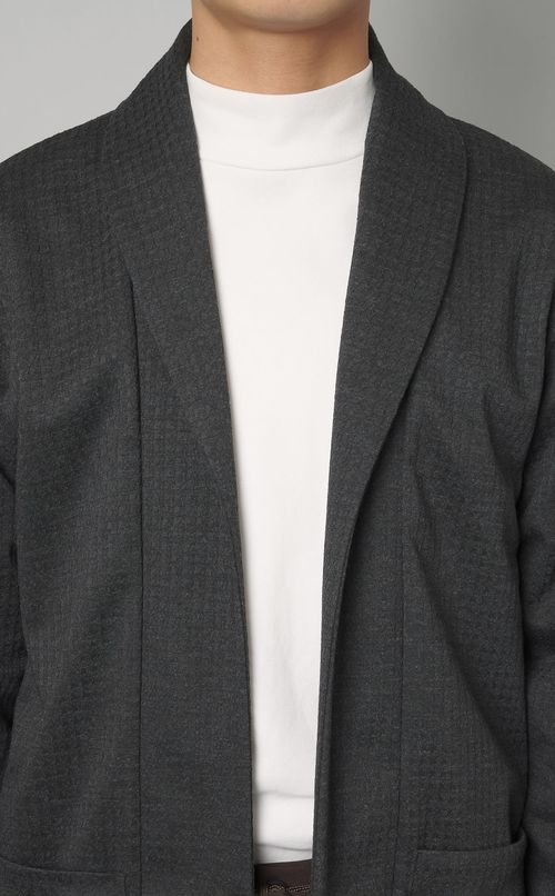 ジャカードボタンレスカーディガン