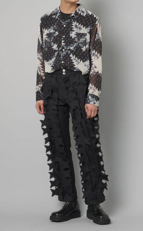 シフォンプリントオープンシャツ