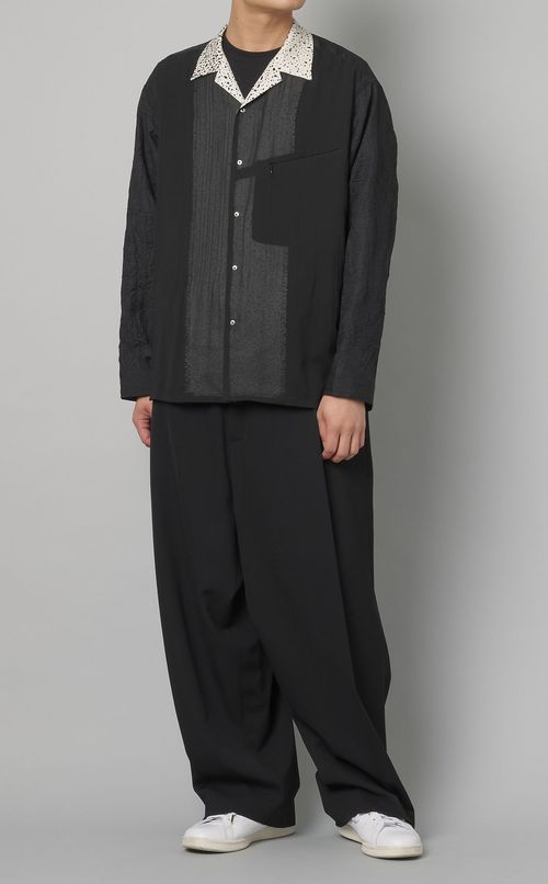 【reADdress】パッチワークオープンカラーシャツ