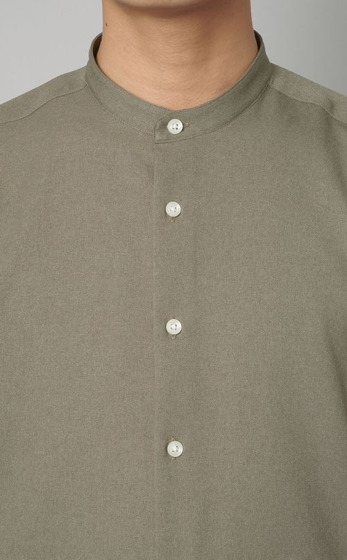 ウールライクバンドカラーシャツ