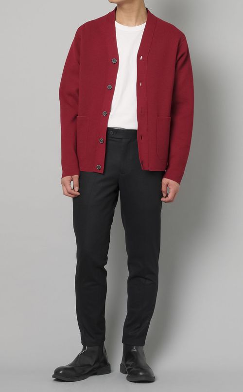 メリノウールVネックカーディガン