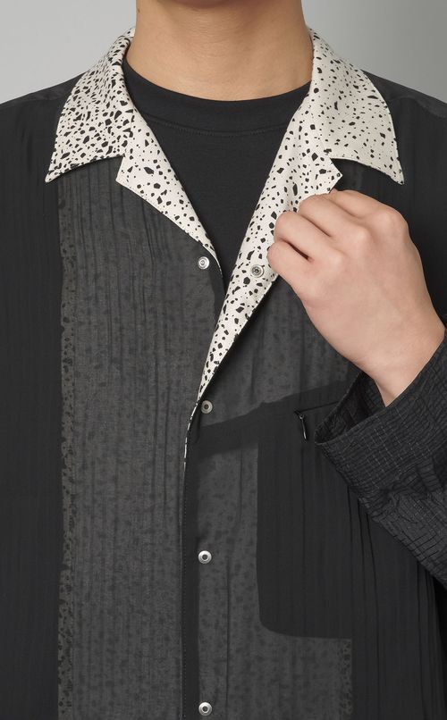 【reADdress】パッチワークオープンカラーシャツ