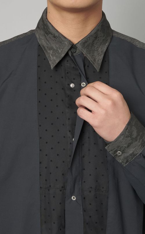 【reADdress】パッチワークレギュラーカラーシャツ