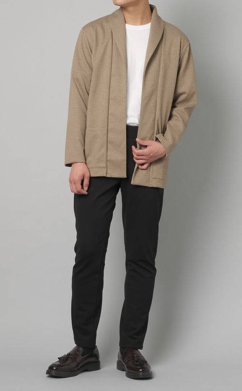 ジャカードボタンレスカーディガン