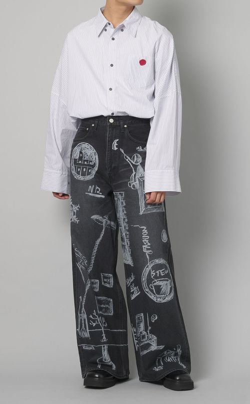 グラフィックデニムパンツ
