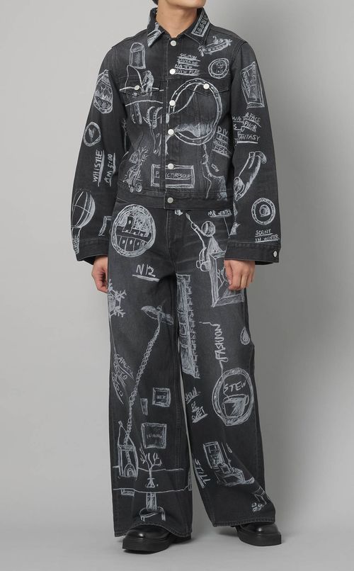 グラフィックデニムパンツ