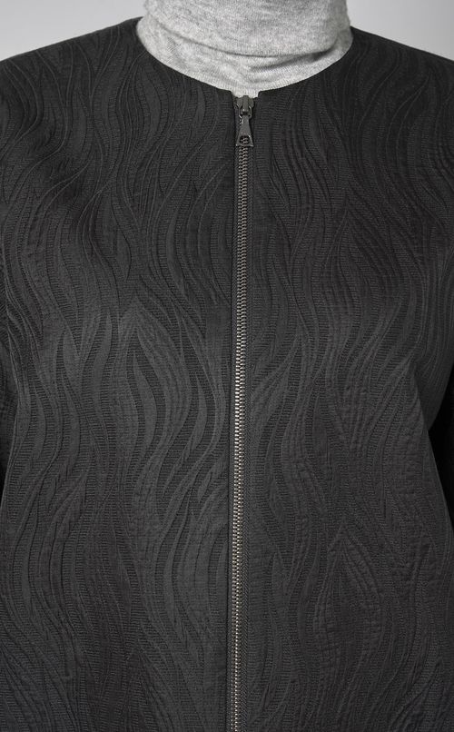 ウェーブジャガードノーカラーブルゾン