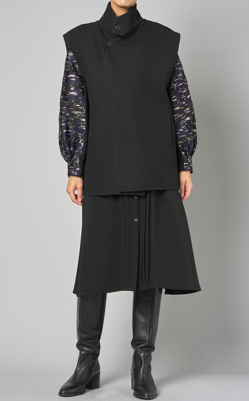 ツイルダブルフェイスハイネックジレ