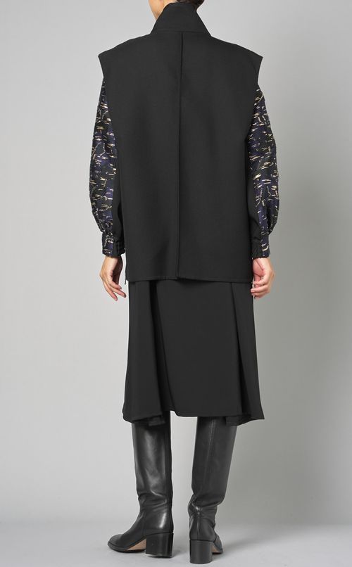 ツイルダブルフェイスハイネックジレ