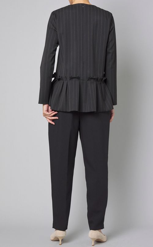 ストライプペプラムブラウス