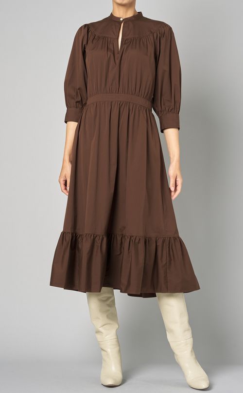 キーネックギャザーワンピース