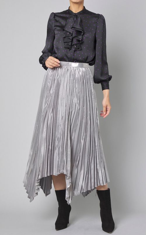 ドットプリントボウタイブラウス