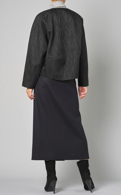 ウェーブジャガードノーカラーブルゾン