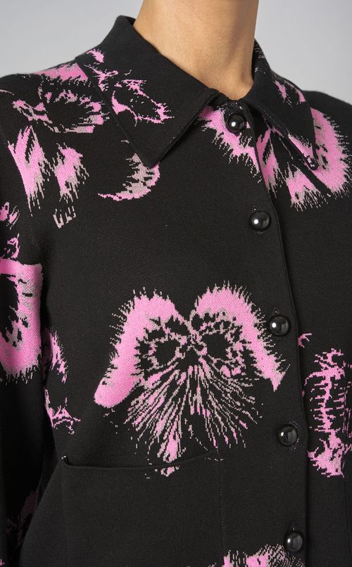 ピンクパンジージャガードカーディガン