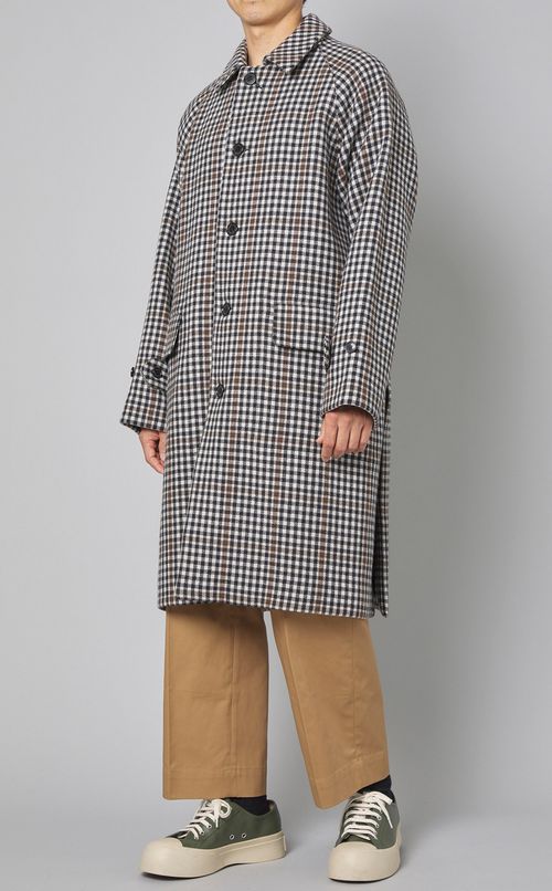 チェックメルトンバルカラーコート