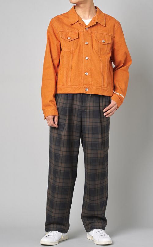 ウールチェックダブルプリーツパンツ