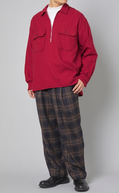 ウールハーフジップシャツ